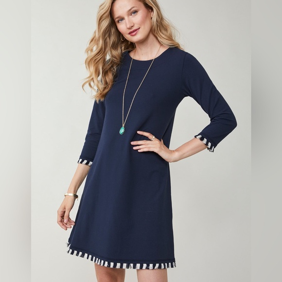 Spartina 449 Island Fringe Dress Slate Blue Size medium - Picture 1 of 10